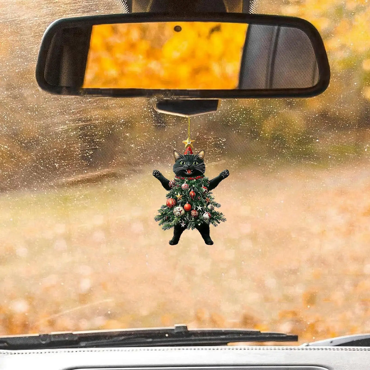 Christmas Tree Cat Bag Pendant, Car Rearview Mirror Backpack Hanging Ornament, Cute Christmas Decoration Accessory For Holiday Gift Giving