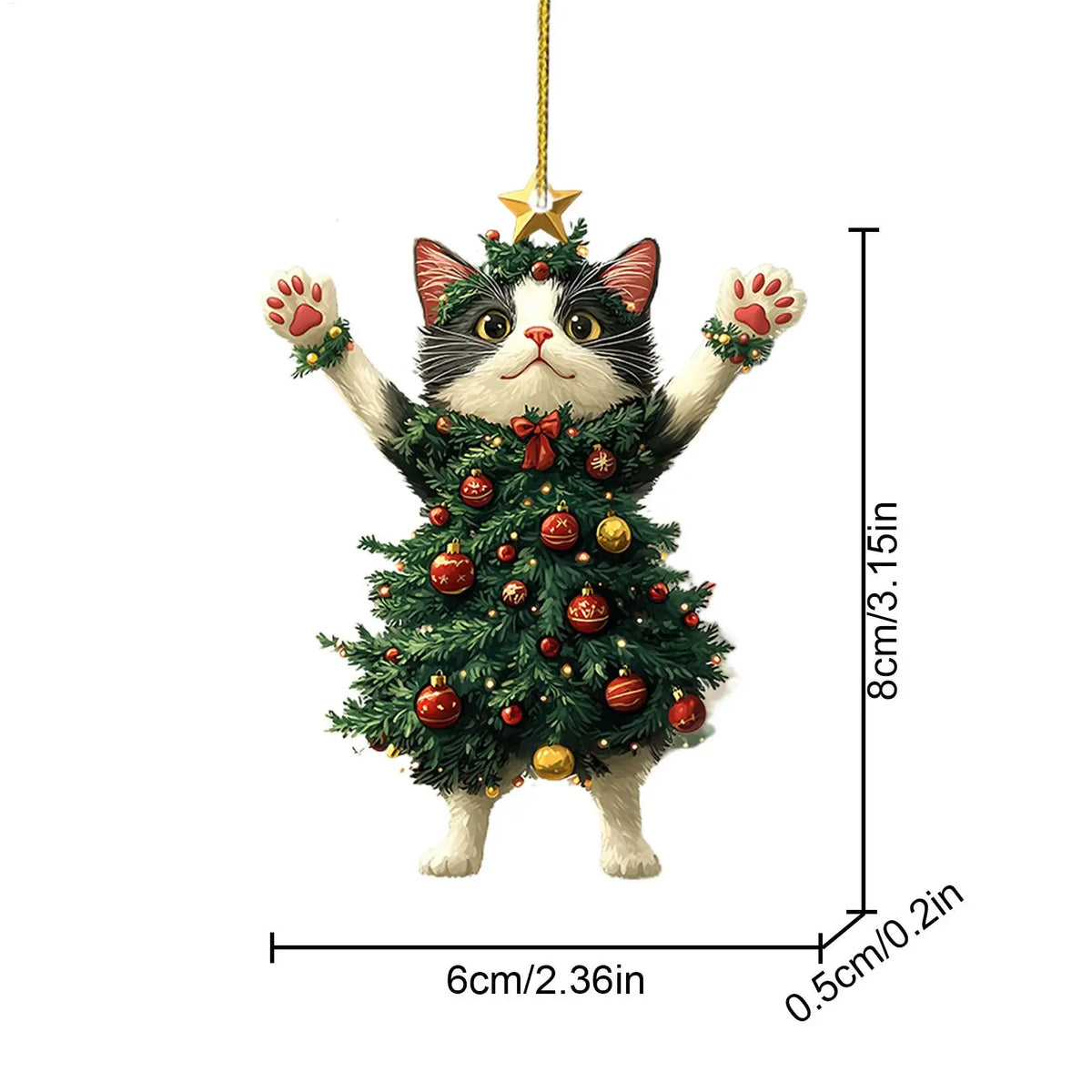 Christmas Tree Cat Bag Pendant, Car Rearview Mirror Backpack Hanging Ornament, Cute Christmas Decoration Accessory For Holiday Gift Giving
