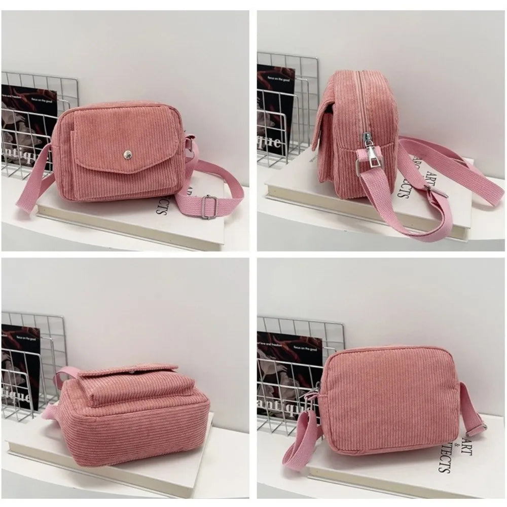 Corduroy Striped Crossbody Bag