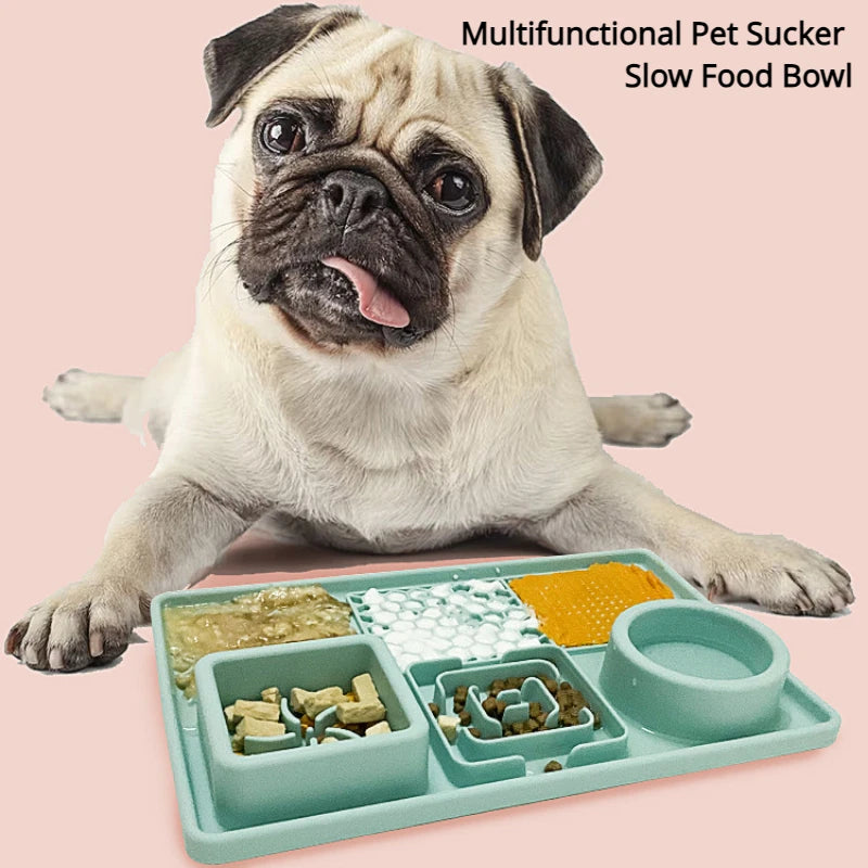 Dog Licking Pad with Suction Cup Food Grade Silicone Slow Feeding Mat Anti-Slip Lick Plate for Anxiety Relief Pet Supplies