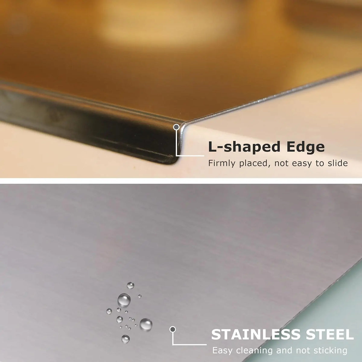 Stainless Steel Cutting Board  Food Grade 304 Extra Large Chopping Board with Non-Slip L-Shaped Edge Metal Pastry Board Dough Roller Mat   Double Sided for Meat Vegetables Dough Kneading Baking Kitchen Tool