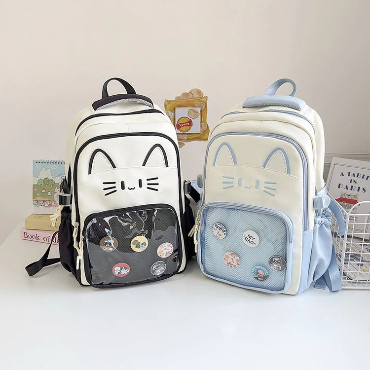 Fashionable Transparent Backpack Dual-Shoulder Bag Travel Student Bookbag  Design Versatile Girls Bag Commuter Style Polye...