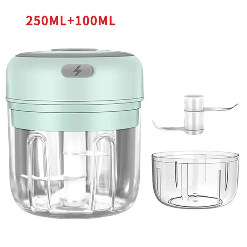 Portable Wireless Electric Mini Food Chopper Bowl Garlic Masher USB Rechargeable Vegetable Meat Grinder Kitchen Blender Gadget