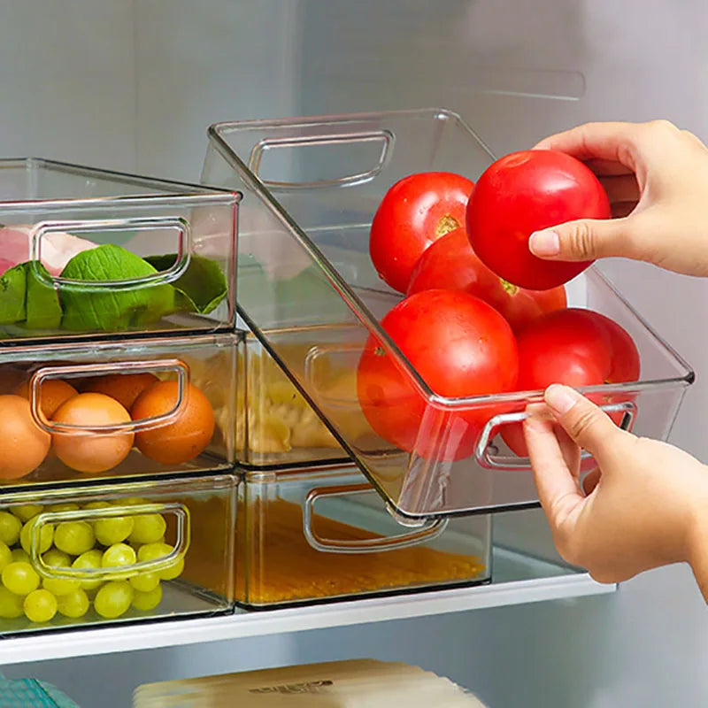 Transparent Refrigerator Storage Box Vegetable Fruit Organizer Fridge Clear Container for Kitchen Food Drinks Storage