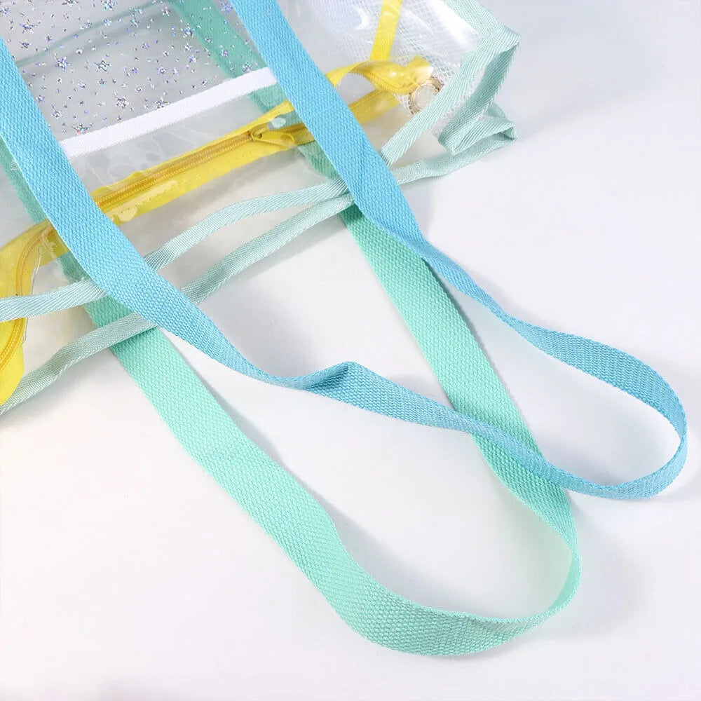 Transparent PVC Transparent Beach Bag Waterproof Design Large-capacity Fitness Bag Durable PVC Shoulder Bag Fitness Swimming