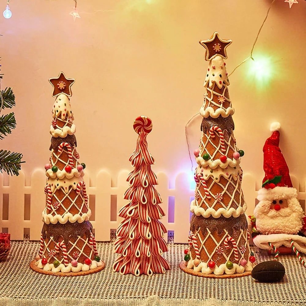 Christmas Luminous Castle Christmas Tree Decoration Ornaments Soft Clay Cute Macaron Accessories Xmas Holiday Supplies