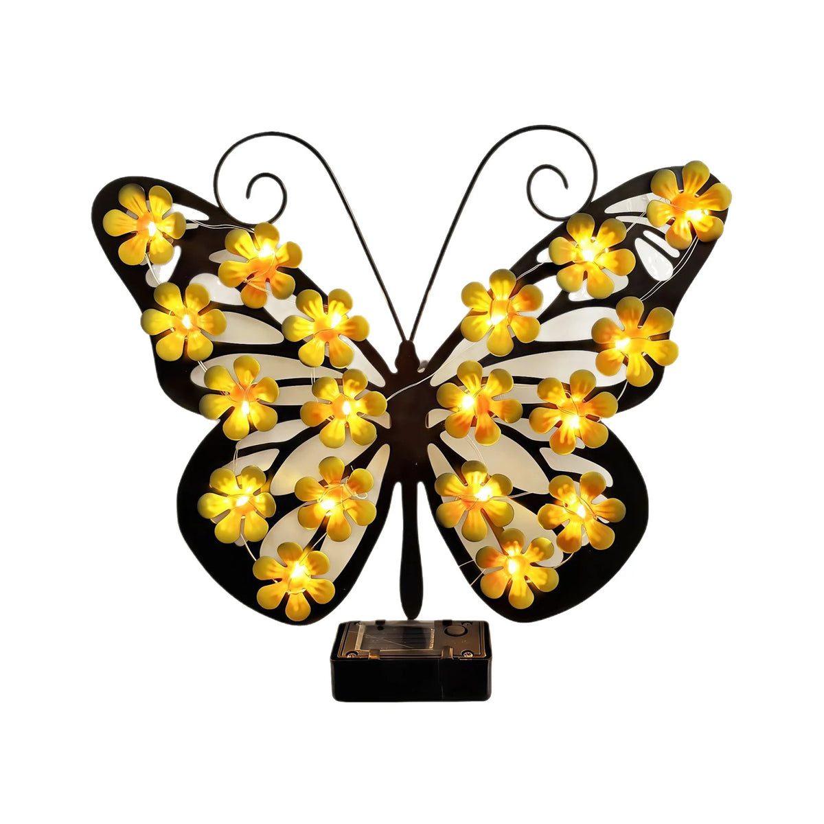 Solar Metal Butterfly Wall Decor IP65 Waterproof Hanging Light Decoration for Garden Patio Porch Yard Women Birthday Gifts