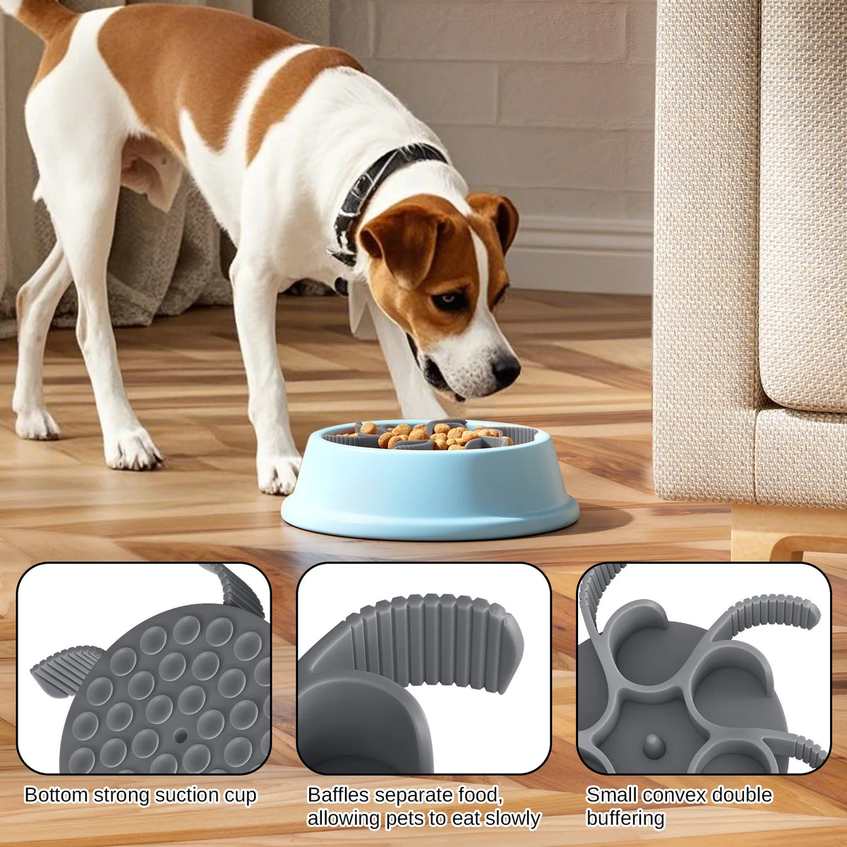 Non-Slip Slow Feeder Insert for Dog Bowls, Cuttable Silicone Licking Mat with Strong Suction for Messy Eaters, Easy to Clean