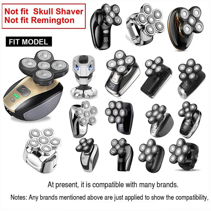 Mens 7 Blade Razor Replacement Shaving Heads Floating Washable Electric 7D Shavers Trimmers Kit Cutter Blades