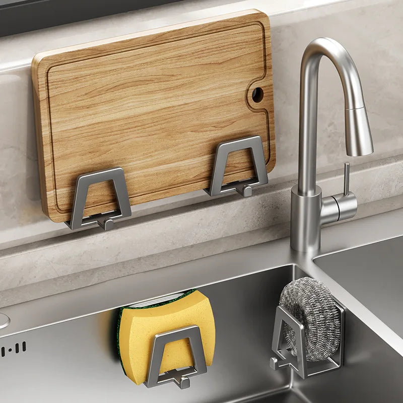 Sponge Holder Stainless Steel Kitchen Storage Sponge Rack Rustproof Wall Hooks For Sink Area Cleaning Accessories Home