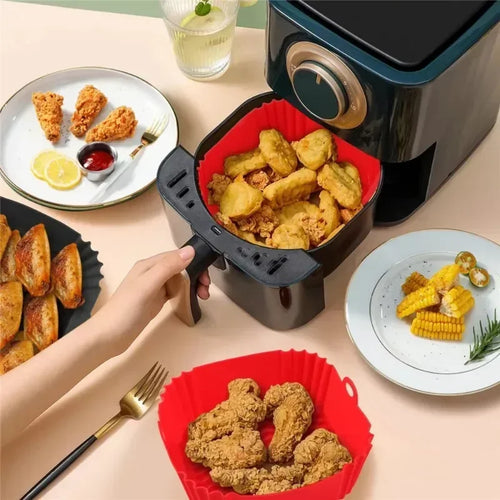 1pc of 16cm silicone air fryer oven baking plate pizza fried chicken silicone basket reusable air fryer liner accessory